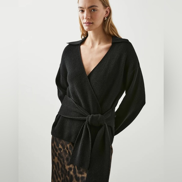 Rails Darya Sweater Ribbed Wrap Black Small NWT $238 - Picture 3 of 14